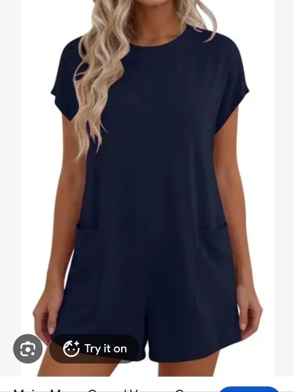 BTFBM Casual Navy Blue Women’s Short Sleeve Pocket Romper One Piece Size XL